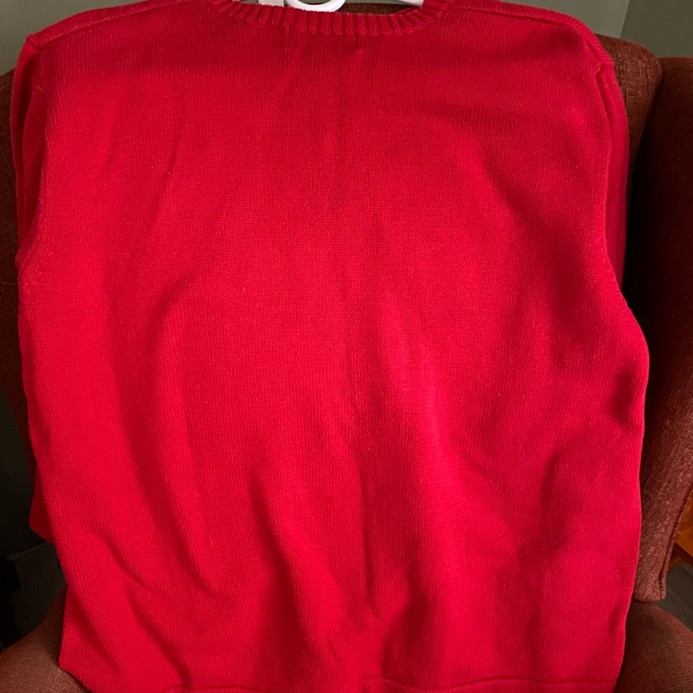 Rare vintage Claiborne Christmas sweater. Vibrant  red. 100% cotton warm & cozy - Picture 4 of 8